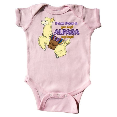 Inktastic Cute Jumping Alpaca Paw Paw s You Say ALPACA my Bags Gift Baby Boy or Baby Girl Bodysuit
Inktastic Cute Jumping Alpaca Paw Paw s You Say ALPACA my Bags Gift Baby Boy or Baby Girl Bodysuit