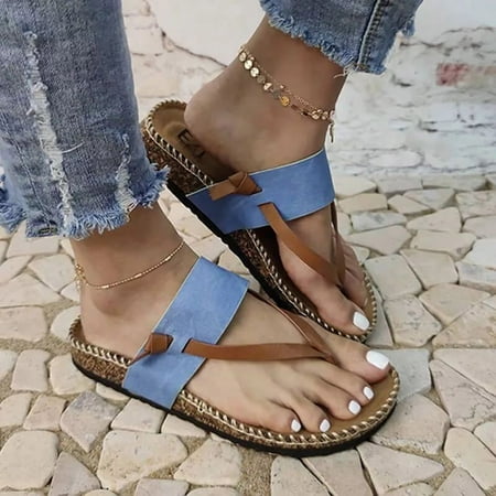 YOTAMI Slippers for Women Women Sandals Summer Cool Shoes Beach Shoes Flat Heel Roman Style Pinch Sandals Blue
YOTAMI Slippers for Women Women Sandals Summer Cool Shoes Beach Shoes Flat Heel Roman Style Pinch Sandals Blue