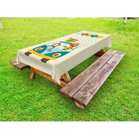 Kids Birthday Outdoor Tablecloth Blue Hippie Bus with Monkeys Giraffes Balloons Surprise Box Artwork Print Decorative Washable Fabric Picnic Tablecloth 58 X 120 Inches Multicolor by Ambesonne
Kids Birthday Outdoor Tablecloth Blue Hippie Bus with Monkeys Giraffes Balloons Surprise Box Artwork Print Decorative Washable Fabric Picnic Tablecloth 58 X 120 Inches Multicolor by Ambesonne