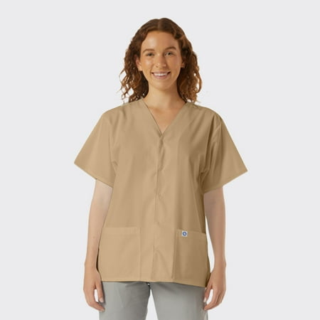 

SPECTRUM UNIFORMS Scrub Tops Tunic Tops with Snap Front Women V-Neck Soft Fabric Ideal for Medical Professionals Hospital and Lab Work Wear Khaki