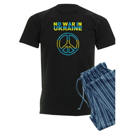 CafePress - No War In Ukraine Support American Ukraini Pajamas - Men s Dark Pajamas