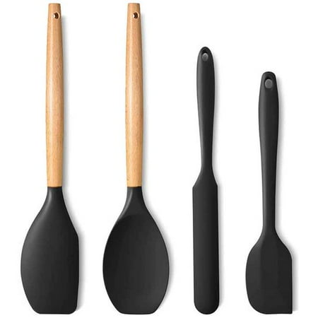 Silicone Spatula Set of 4 with Fahrenheit Heat Resistant Rubber Spatula Wooden Handle Kitchen Utensils (Black)
Silicone Spatula Set of 4 with Fahrenheit Heat Resistant Rubber Spatula Wooden Handle Kitchen Utensils (Black)