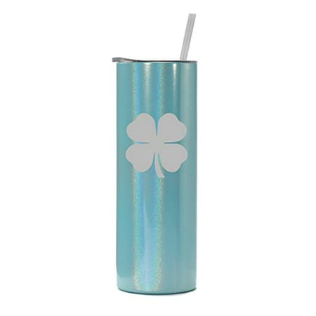 20 oz Skinny Tall Tumbler Stainless Steel Vacuum Insulated Travel Mug Cup With Straw 4 Leaf Clover Shamrock (Light Blue Iridescent Glitter)
20 oz Skinny Tall Tumbler Stainless Steel Vacuum Insulated Travel Mug Cup With Straw 4 Leaf Clover Shamrock (Light Blue Iridescent Glitter)