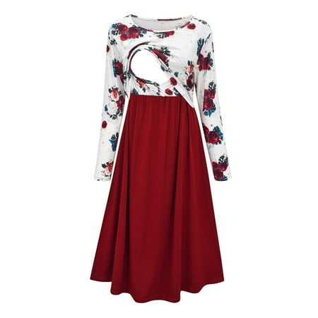 Zlekejiko Womens Maternity Mommy Casual Long Sleeve Crew Neck Floral Printed Nursingg Dress For Breastfeeding
Zlekejiko Womens Maternity Mommy Casual Long Sleeve Crew Neck Floral Printed Nursingg Dress For Breastfeeding