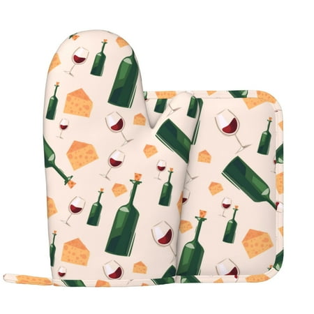 Cheese Wine Bottle Print Oven Mitts and Pot Holders Sets with 1 Non-Slip Left Silicone Oven Mitts and 1 Heatproof Insulated Hot Pads for Kitchen Use in Cooking Baking Grilling
Cheese Wine Bottle Print Oven Mitts and Pot Holders Sets with 1 Non-Slip Left Silicone Oven Mitts and 1 Heatproof Insulated Hot Pads for Kitchen Use in Cooking Baking Grilling