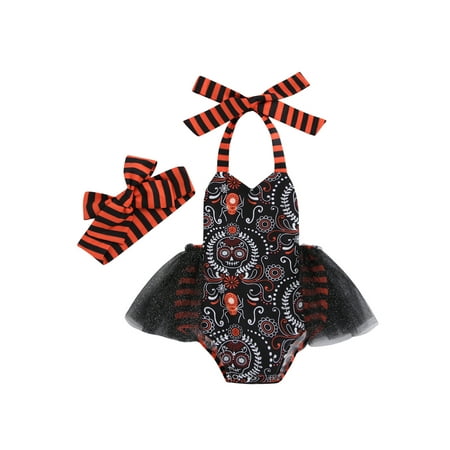 Genuiskids Infant Newborn Baby Girl My 1st Halloween Romper Ghost Print Tutu Dress Halter Bodysuit with Headband 2Pcs Outfits
Genuiskids Infant Newborn Baby Girl My 1st Halloween Romper Ghost Print Tutu Dress Halter Bodysuit with Headband 2Pcs Outfits