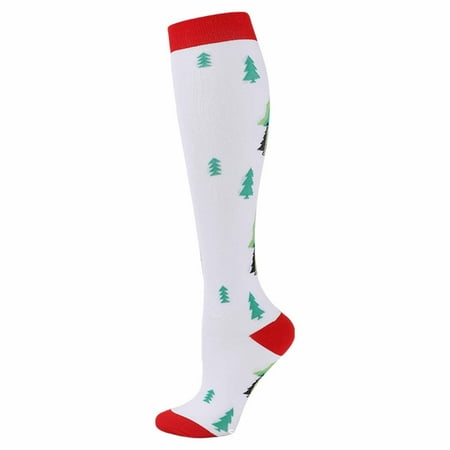 Qxutpo Womens Socks Christmas Printed Calf Long Tube Knee Socks