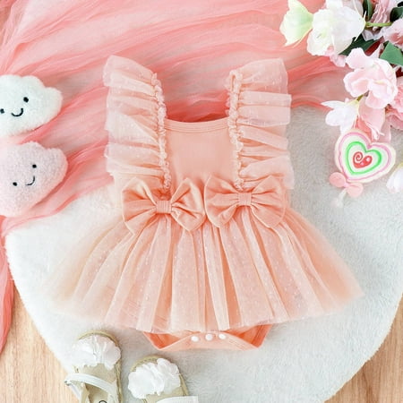 Girls Romper&Jumpsuit Summer Baby Tulle Dress Square Collar Net Flying Sleeve Bow Skirt Can Open Open Female Baby Kids Bodysuit
Girls Romper&Jumpsuit Summer Baby Tulle Dress Square Collar Net Flying Sleeve Bow Skirt Can Open Open Female Baby Kids Bodysuit