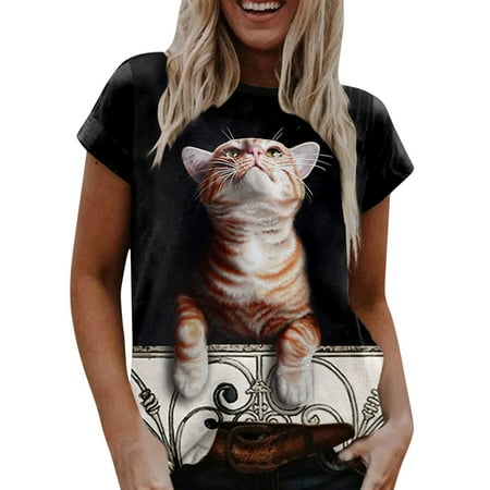 koaiezne Women Cartoon Cat Print Round Neck Short Sleeve Top T Shirt Solid Long Sleeve Pajama Tops Loose Fit Tops Women
koaiezne Women Cartoon Cat Print Round Neck Short Sleeve Top T Shirt Solid Long Sleeve Pajama Tops Loose Fit Tops Women