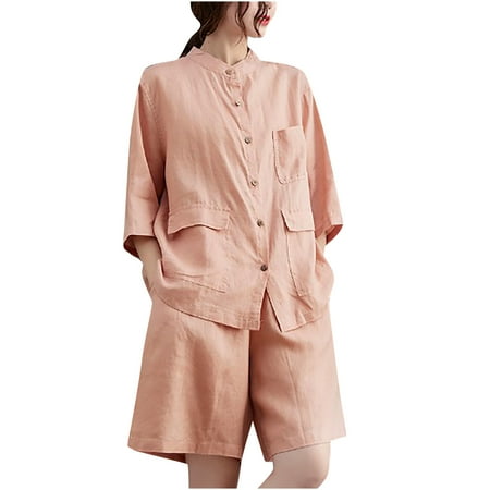 Homenesgenics Womens Suit Plus Size Pajamas for Women Women s Casual Solid Color Cotton Linen Wide Leg Pants Two Piece Suit
Homenesgenics Womens Suit Plus Size Pajamas for Women Women s Casual Solid Color Cotton Linen Wide Leg Pants Two Piece Suit
