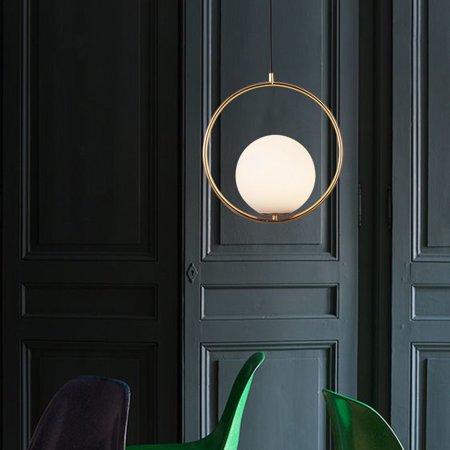 LOHAS Circle Pendant Light Matte White Glass with Brass Finish One Light Contemporary Mid Century Modern Lighting Fixture
LOHAS Circle Pendant Light Matte White Glass with Brass Finish One Light Contemporary Mid Century Modern Lighting Fixture