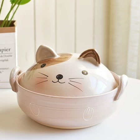 Livesture Pot stew pot household gas cartoon ceramic casserole Jumping cat 3 liters