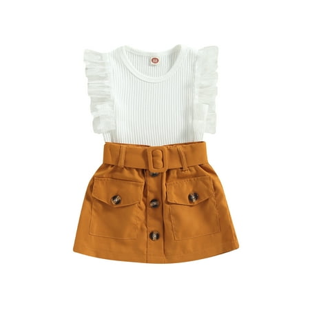 Qtinghua Toddler Baby Girls Summer Clothes Mesh Ruffle Sleeveless Ribbed Tanks Tops+Belt Button Mini Skirts Outfits White 12-18 Months
Qtinghua Toddler Baby Girls Summer Clothes Mesh Ruffle Sleeveless Ribbed Tanks Tops+Belt Button Mini Skirts Outfits White 12-18 Months