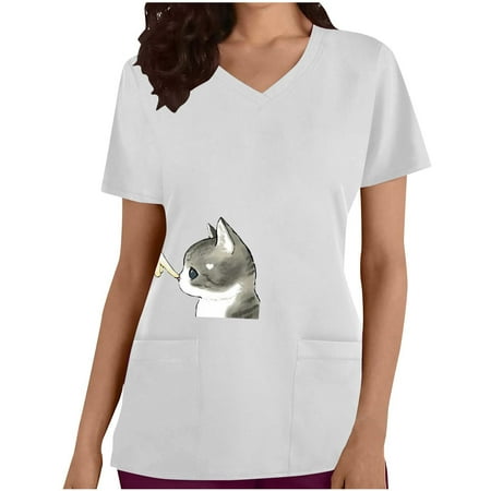 SMihono Women s Fashion Tunic Working Uniform Flash Picks Short Sleeve Womens Tops Cute Cat Graphic Tees Trendy Summer Clothing 2023 Pockets V Neck Shirts Loose Fit Scrub Tops Blouse White 14
SMihono Women s Fashion Tunic Working Uniform Flash Picks Short Sleeve Womens Tops Cute Cat Graphic Tees Trendy Summer Clothing 2023 Pockets V Neck Shirts Loose Fit Scrub Tops Blouse White 14
