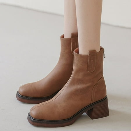 ZMHEGW Boots For Women Autumn Ankle Heel Middle Heel Square Toe Solid Color Back Zipper Boots Shoes
ZMHEGW Boots For Women Autumn Ankle Heel Middle Heel Square Toe Solid Color Back Zipper Boots Shoes