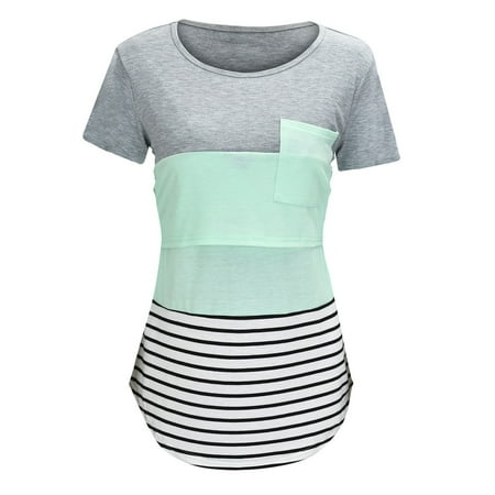 Cptfadh Womens Tops For Breastfeeding Striped Print Maternity Short Sleeve Blouse
Cptfadh Womens Tops For Breastfeeding Striped Print Maternity Short Sleeve Blouse