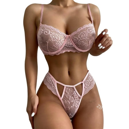 Cilcicy Women 2Pcs High Cut Lingerie Sets Wire Free Bra Sets
