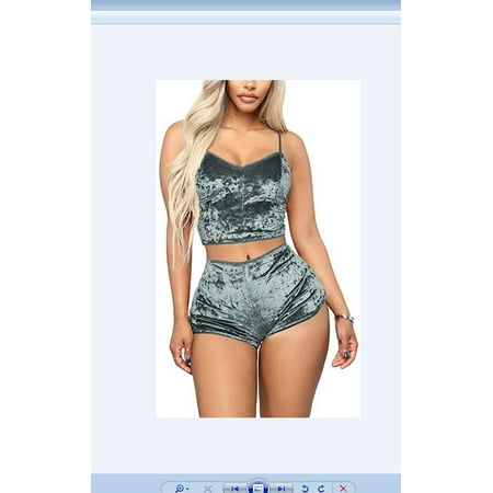 Women s Velvet 2 Piece Outfit Spaghetti Strap Sleeveless Crop Top+ Shorts Set Sleepwear Pajamas Set
Women s Velvet 2 Piece Outfit Spaghetti Strap Sleeveless Crop Top+ Shorts Set Sleepwear Pajamas Set