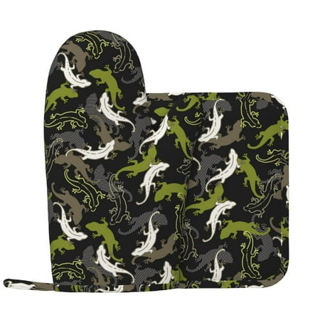 Cartoon Cute Lizard Gecko Green Oven Mitts and Pot Holders Sets with 1 Non-Slip Left Silicone Oven Mitts and 1 Heatproof Insulated Hot Pads for Kitchen Use in Cooking Baking Grilling
Cartoon Cute Lizard Gecko Green Oven Mitts and Pot Holders Sets with 1 Non-Slip Left Silicone Oven Mitts and 1 Heatproof Insulated Hot Pads for Kitchen Use in Cooking Baking Grilling