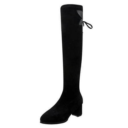 Tenmix Ladies Comfortable Over The Knee Boots Work Non Slip Long Winter Shoes Dress Rhinestones Thigh High Boot Black with Plush Lining (8cm Heel) 5
Tenmix Ladies Comfortable Over The Knee Boots Work Non Slip Long Winter Shoes Dress Rhinestones Thigh High Boot Black with Plush Lining (8cm Heel) 5