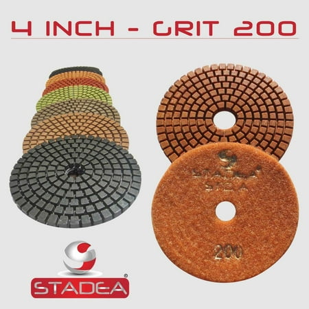 STADEA Grit 200 4 Diamond Polishing Pads Premium Grade Wet Flexible 3 MM High