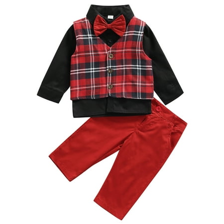 Nokpsedcb 4PCS Toddler Baby Boys Plaid Vest Long Sleeve Lapel Shirt Long Pants Cotton Set Red 12-18 Months
Nokpsedcb 4PCS Toddler Baby Boys Plaid Vest Long Sleeve Lapel Shirt Long Pants Cotton Set Red 12-18 Months
