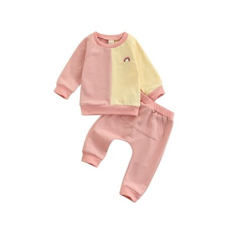 Fiomva Baby Girls Lovely Clothes Sets Rainbow Color Patchwork Pullover Sweatshirt Tops Long Pants Pink 12-18 Months
Fiomva Baby Girls Lovely Clothes Sets Rainbow Color Patchwork Pullover Sweatshirt Tops Long Pants Pink 12-18 Months