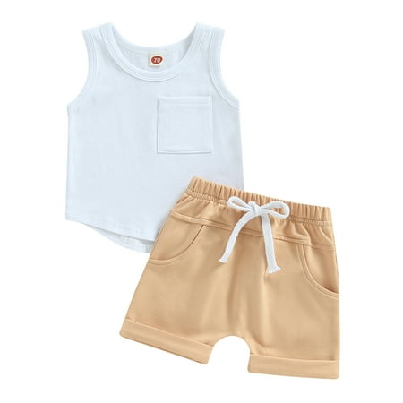 Outfits for Girls Short Sleeve Solid Colour Sleeveless Tops Shorts Round Neck Casual Home Suits for Kids Boys
Outfits for Girls Short Sleeve Solid Colour Sleeveless Tops Shorts Round Neck Casual Home Suits for Kids Boys