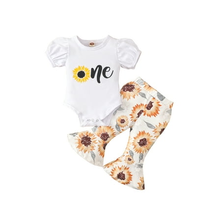 Toddler Baby Girl Outfit Infant Girl Solid Clothes Letter Print Short Sleeves Romper Tops + Flare Pant Bell-bottoms 2Pcs
Toddler Baby Girl Outfit Infant Girl Solid Clothes Letter Print Short Sleeves Romper Tops + Flare Pant Bell-bottoms 2Pcs