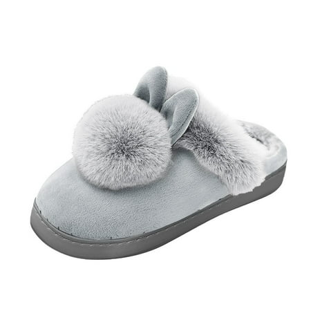 

Women s Slippers Winter Plush Rabbit Ear Indoor Comfy Furry Cotton Slipper