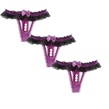 Womens Underwear Brief Underpants Thong Low Waist Lace Panties3PC