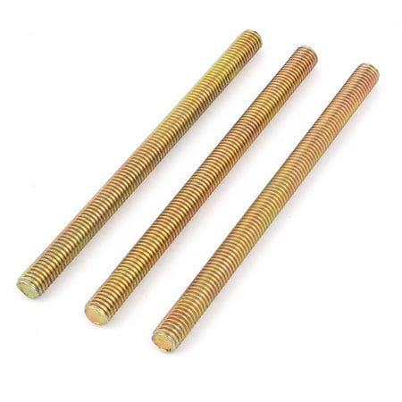 1.25mm Pitch M8 x 120mm Male Threaded Rod Bar Bronze Tone 3 Pcs