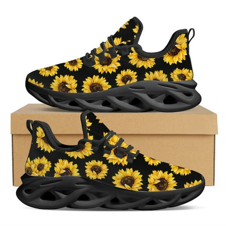 Doginthehole Beautiful Yellow Sunflower Pattern Women s Vulcanized Shoes Comfortable Lightweight Sneakers Women s Lace-Up Flats 
Doginthehole Beautiful Yellow Sunflower Pattern Women s Vulcanized Shoes Comfortable Lightweight Sneakers Women s Lace-Up Flats