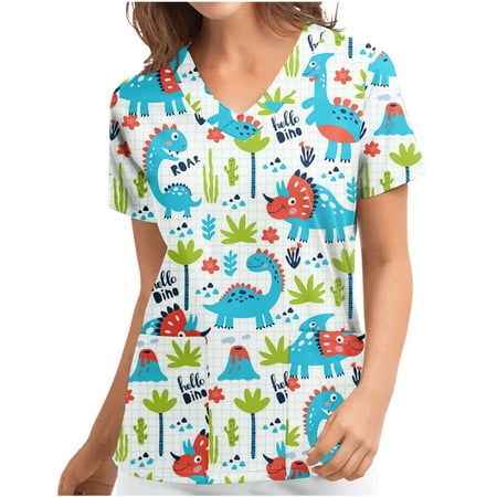 Womens Dressy Scrub Tunic Tops Casual V Neck Short Sleeve Shirts Cute Cat Graphic Tee Working Uniform Pocket Blouses Black
Womens Dressy Scrub Tunic Tops Casual V Neck Short Sleeve Shirts Cute Cat Graphic Tee Working Uniform Pocket Blouses Black