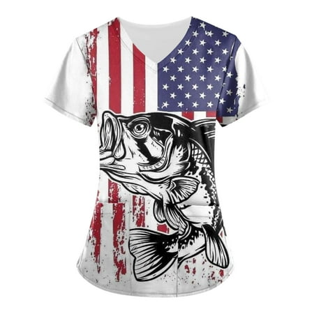 Sksloeg Scrub Tops Women Stretchy Workwear V Neck Short Sleeve 4th Of July American Flag Print Nursing Uniform Pattern Scrubs Shirts with Pockets Dark Blue M
Sksloeg Scrub Tops Women Stretchy Workwear V Neck Short Sleeve 4th Of July American Flag Print Nursing Uniform Pattern Scrubs Shirts with Pockets Dark Blue M
