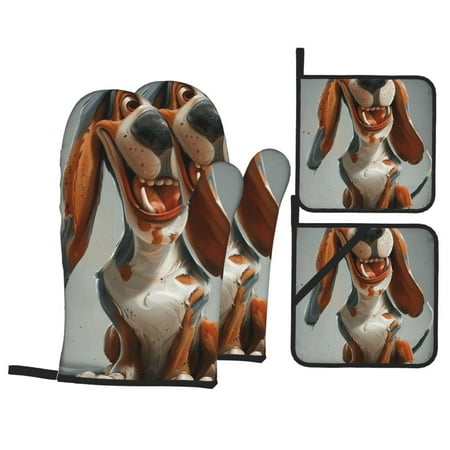 Cartoon Basset in Colors oven mitts and potholders 4-piece set oven mitts and insulated mitts for kitchen cooking and grilling
Cartoon Basset in Colors oven mitts and potholders 4-piece set oven mitts and insulated mitts for kitchen cooking and grilling
