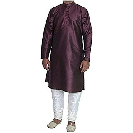 Royal Kurta Men s Luxury Art Silk Blend Occasional Kurta Churidar Set Purple