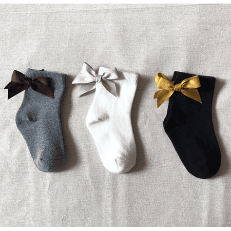 Girls Socks Soft Cute Bow-knot Embellished Knitted Warm Socks