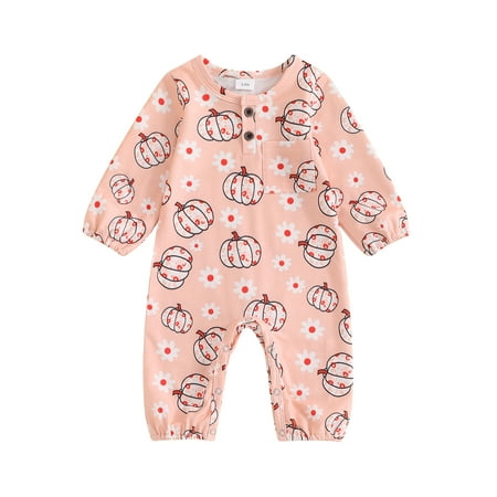 Prreey Baby Girls Halloween Romper Pumpkin Print Long Sleeve Jumpsuits for Newborn I
Prreey Baby Girls Halloween Romper Pumpkin Print Long Sleeve Jumpsuits for Newborn I