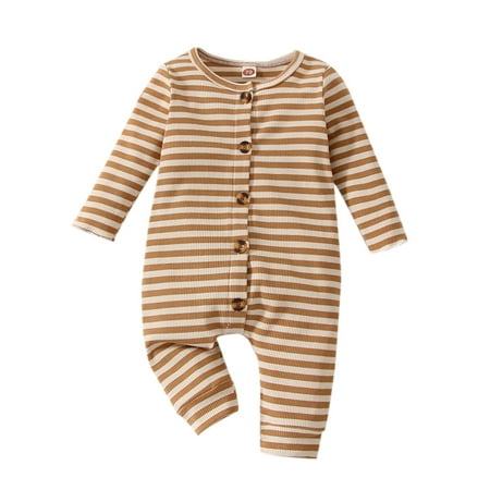 COUTEXYI Infant Baby Unisex Casual Romper Long Sleeve Round Neck Stripe Printed Ribbed Long Jumpsuit
COUTEXYI Infant Baby Unisex Casual Romper Long Sleeve Round Neck Stripe Printed Ribbed Long Jumpsuit