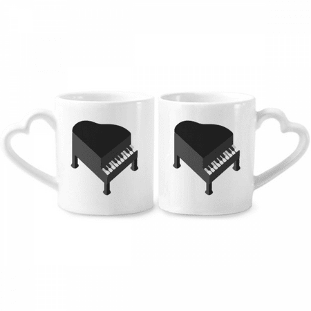 Musical Piano Pluck Couple Porcelain Mug Set Cerac Lover Cup Heart Handle