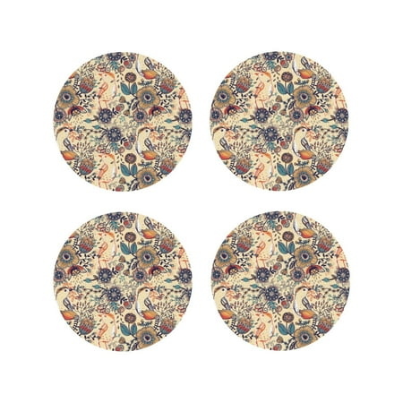 Leather Coasters Set of 4 - Birds Fantasy Flowers Lightweight Non-Slip Drink Coasters for Desk Anti-Scalding Desk Cup Coasters for Office Table Decor Round Shape
Leather Coasters Set of 4 - Birds Fantasy Flowers Lightweight Non-Slip Drink Coasters for Desk Anti-Scalding Desk Cup Coasters for Office Table Decor Round Shape