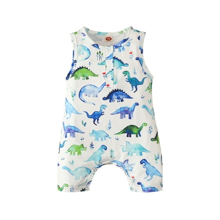 Jkerther Infant Baby Boys Romper Cartoon Dinosaur Print Round Neck Sleeveless Neck Button Design Cute Jumpsuit
Jkerther Infant Baby Boys Romper Cartoon Dinosaur Print Round Neck Sleeveless Neck Button Design Cute Jumpsuit