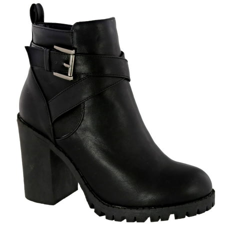 SNJ Women s Buckle Cross Straps Stacked Chunky Block Heel Ankle Side Zipper Boots
SNJ Women s Buckle Cross Straps Stacked Chunky Block Heel Ankle Side Zipper Boots