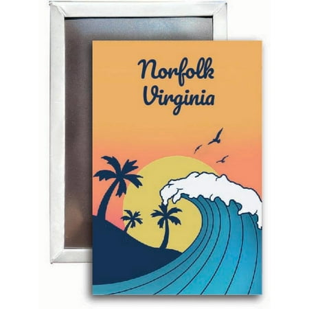 Norfolk Virginia Souvenir 2x3 Fridge Magnet Wave Design