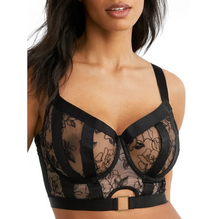 Pour Moi Womens Embroidery Longline Bra Style-20339