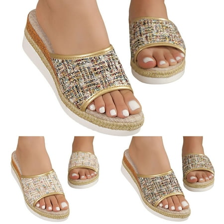 Aayomet Beach Sandals for Women Women Sandals Fashion Sequins Summer New Pattern Open Toe Breathable Wedge Comfortable Non Slip White 7.5
Aayomet Beach Sandals for Women Women Sandals Fashion Sequins Summer New Pattern Open Toe Breathable Wedge Comfortable Non Slip White 7.5