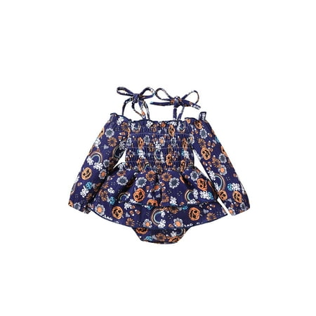 Sunisery Toddler Baby Girls Halloween Romper Long Sleeve Tie Strap Pumpkin Floral Print Shirred Jumpsuit Bodysuit
Sunisery Toddler Baby Girls Halloween Romper Long Sleeve Tie Strap Pumpkin Floral Print Shirred Jumpsuit Bodysuit