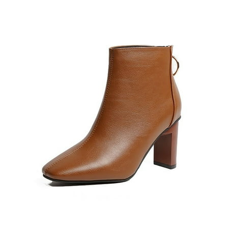 Avamo Ladies High Heel Bootie Square Toe Ankle Boots Chunky Fashion Boot Office Winter Shoes Party Lightweight Back Zipper Short Booties Brown 8
Avamo Ladies High Heel Bootie Square Toe Ankle Boots Chunky Fashion Boot Office Winter Shoes Party Lightweight Back Zipper Short Booties Brown 8