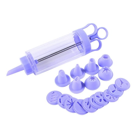 Cookie Press Kit Plastic Biscuit Maker Comfort Grip Dessert Decorator Cake Decorating Supplies with 10 Disks and 8 Icing Tips (Purple) 
Cookie Press Kit Plastic Biscuit Maker Comfort Grip Dessert Decorator Cake Decorating Supplies with 10 Disks and 8 Icing Tips (Purple)
